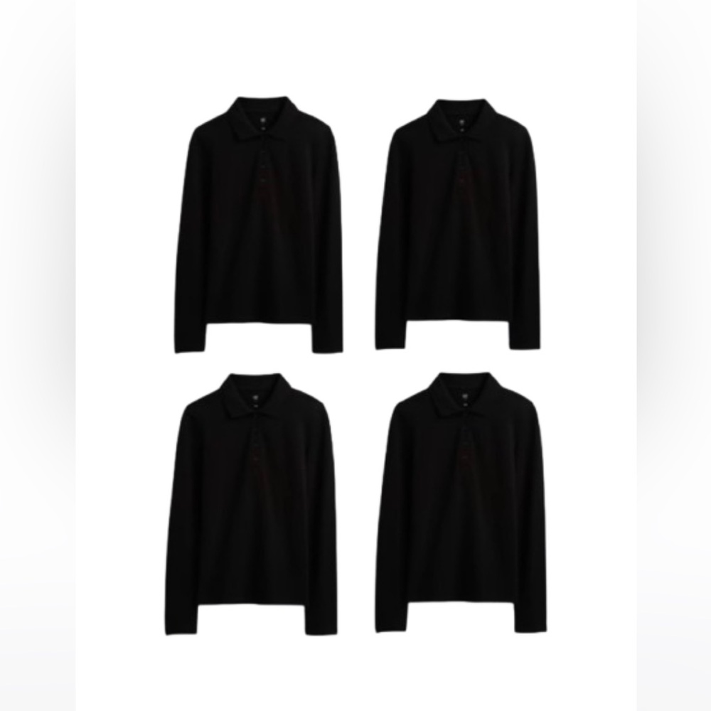 🆕 4-Pack Gap Kids Uniform Stretch Pique Polo Shirt Long Sleeve Black Medium M 8